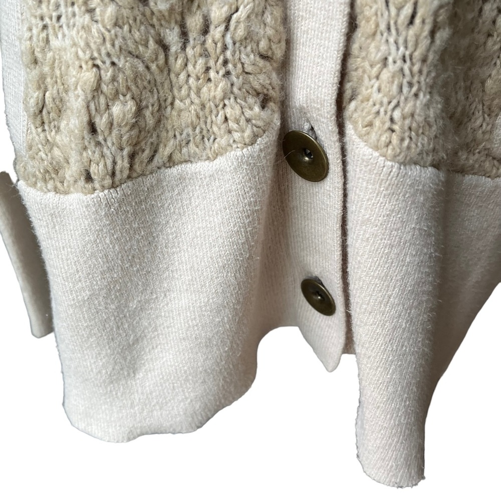 Free People Wool Blend Chunky Knit Brass Button Oatmeal Grandpa Cardigan… - Picture 12 of 13